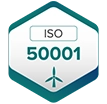 Logotipo de certificação ISO 50001 de energia.