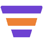Ícone de funil em camadas coloridas