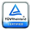 TÜV Rheinland Certified blue logo badge