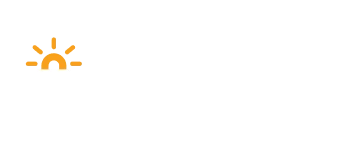 Abstract sun rising over geometric shapes logo