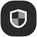 Ícone de escudo preto e branco para segurança.